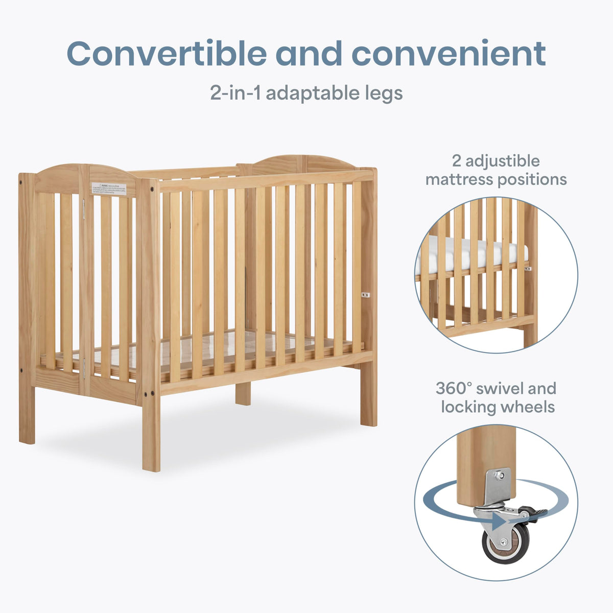 2-in-1 Portable Mini Crib with Mattress B207