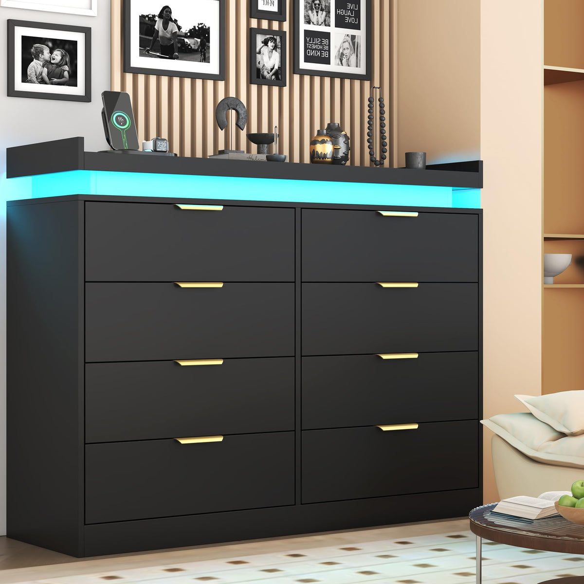 Black 8 Drawer Wood Dresser U24858