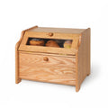 Solid Wood Oak Bread Box with Clear Window Q3411