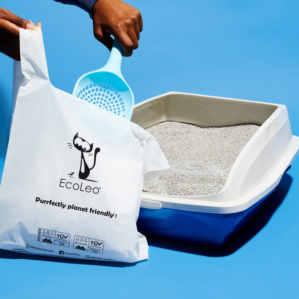 X-Large Corn Starch Leak Resistant Cat Litter Waste Bags with Easy-Tie Handles K197