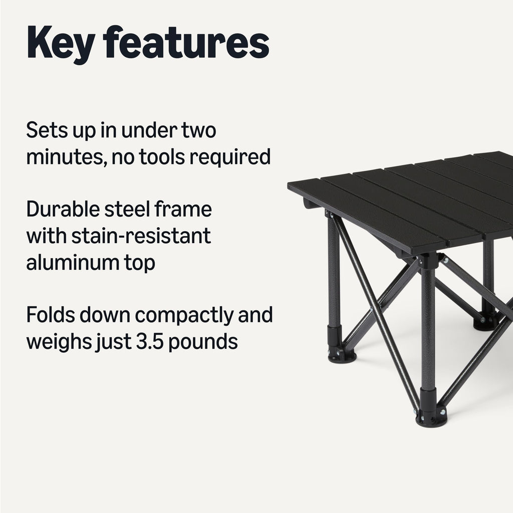 Folding Camping Table Alloy Steel Aluminum Small Black E56881