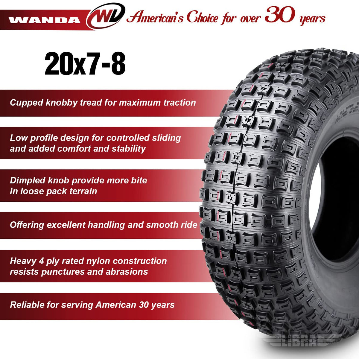 Set 2 ATV Tires 20x7-8 4PR M43356