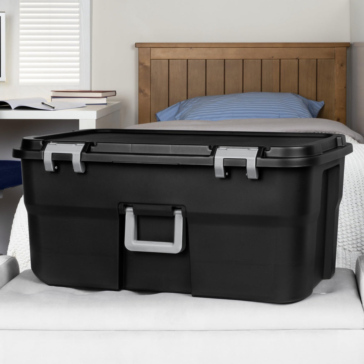 22 Gallon Black Wheeled Storage Trunk J1558