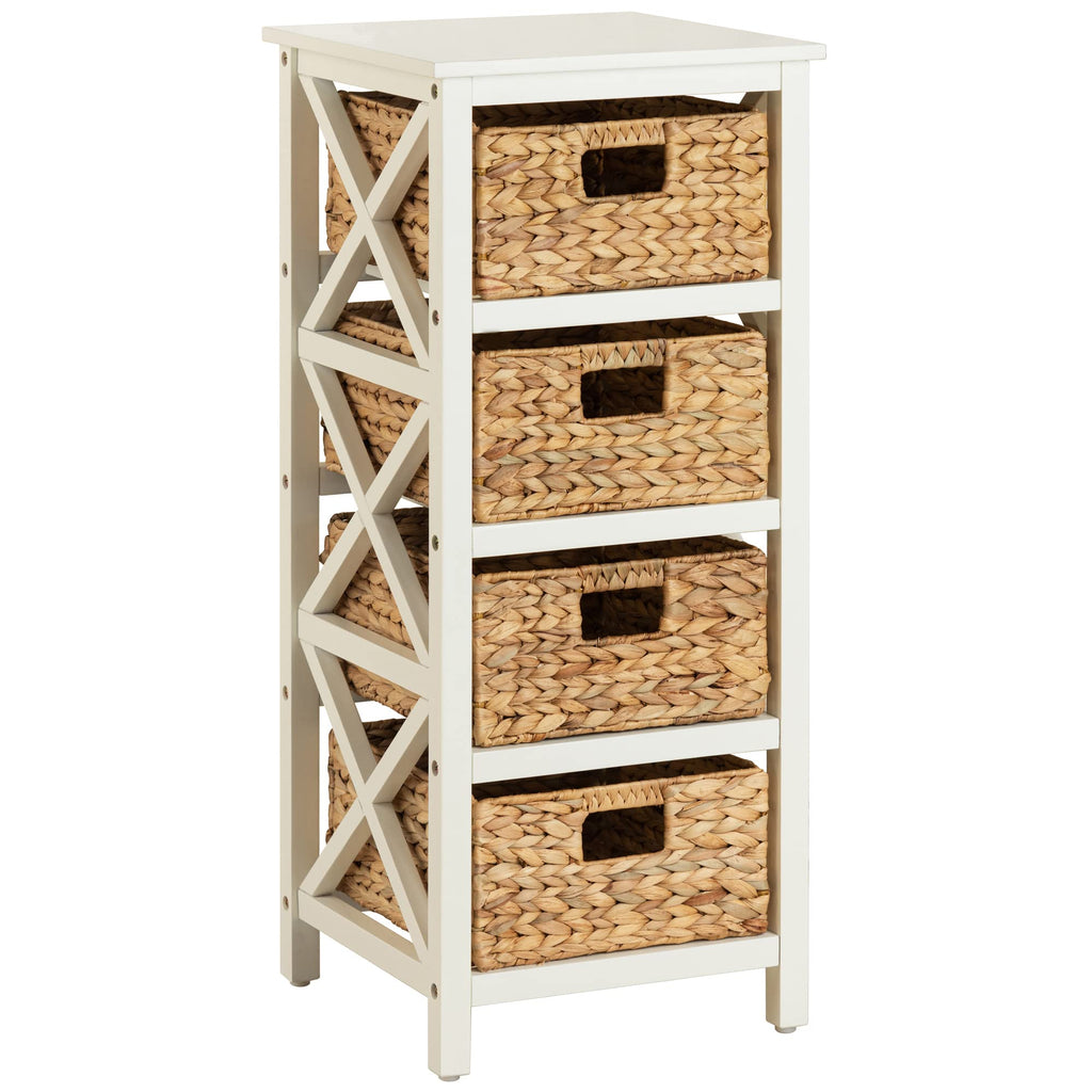 4 Tier X-Side Storage Cabinet White C487