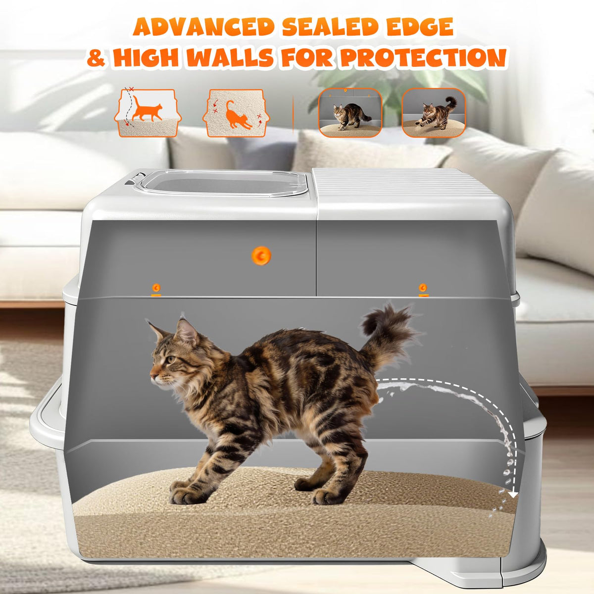 Enclosed Stainless Steel Cat Litter Box with Drawer R7234