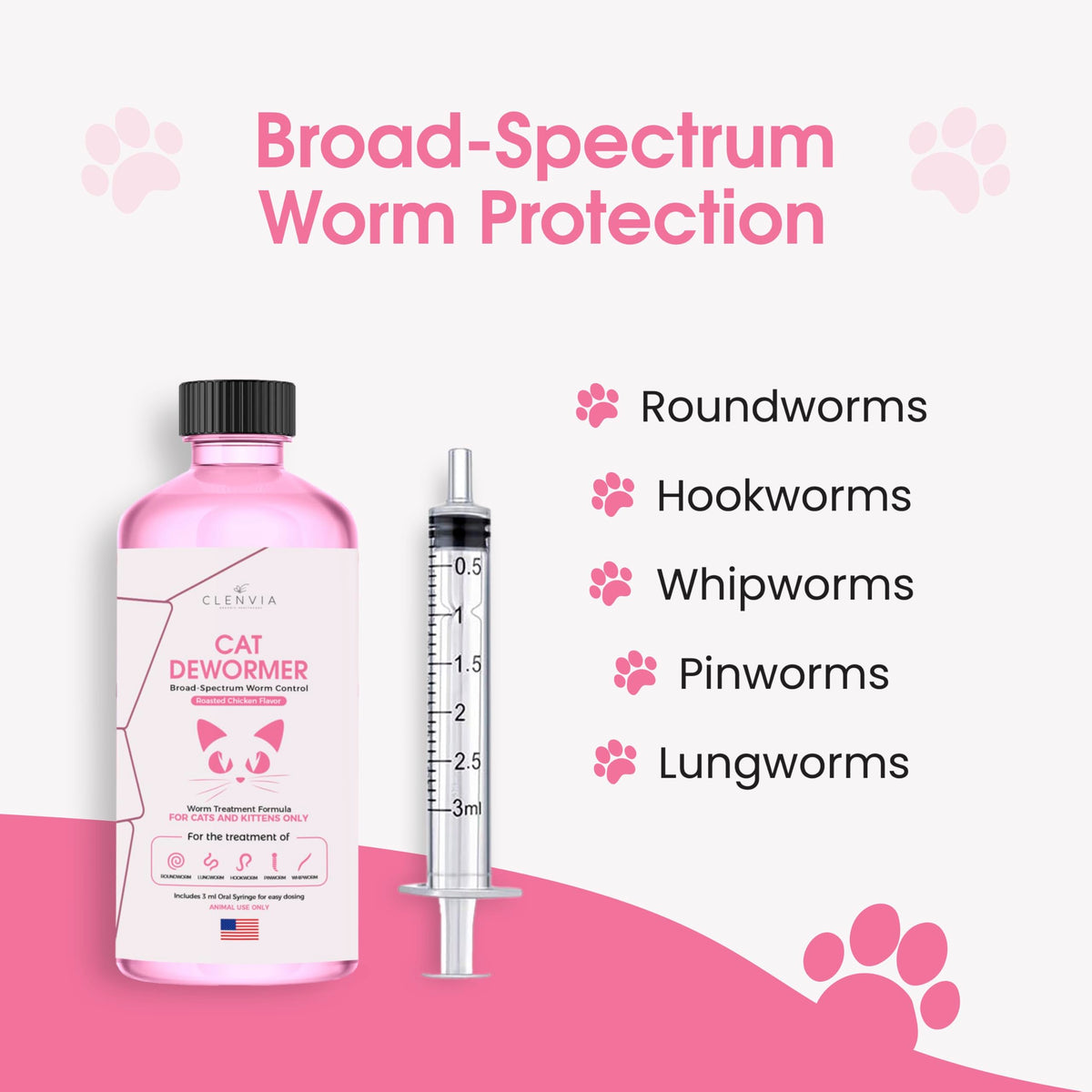 Chicken Flavor Liquid Cat Dewormer with Syringe 120ml H8799