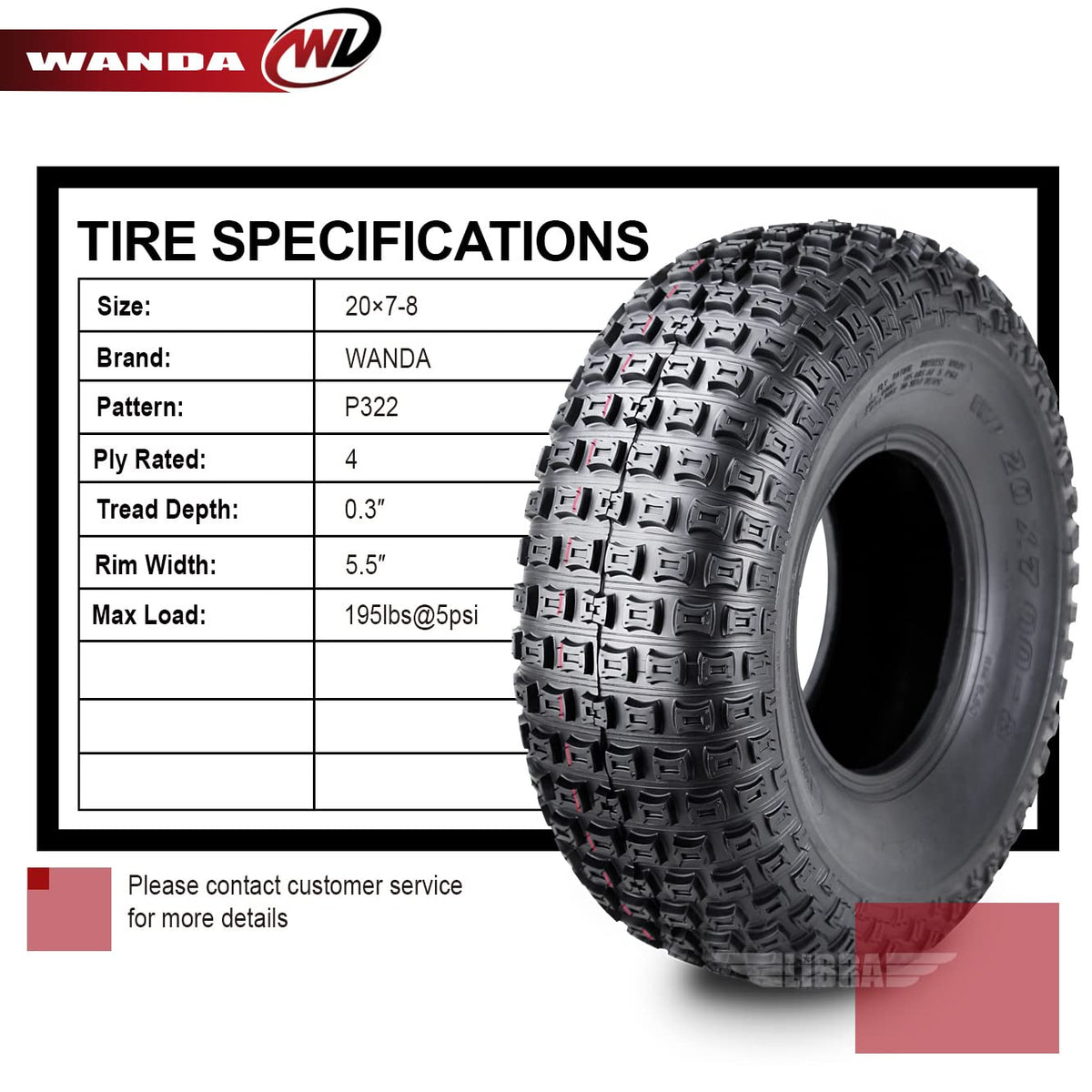 Set 2 ATV Tires 20x7-8 4PR M43356