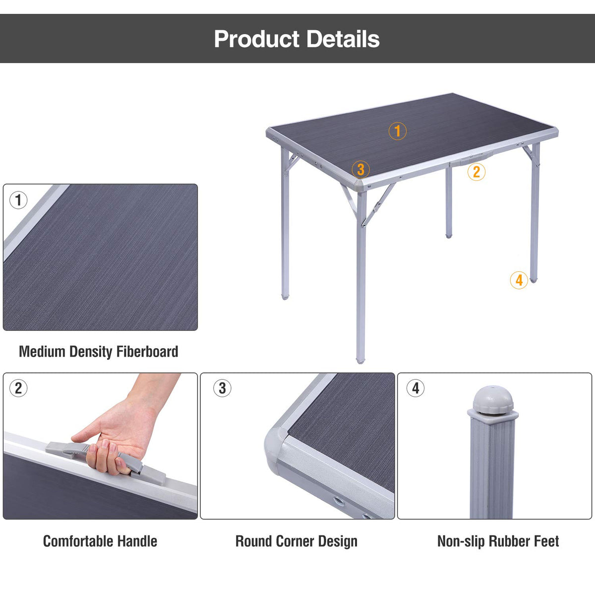 Aluminum Folding Camping Table with Handle L673