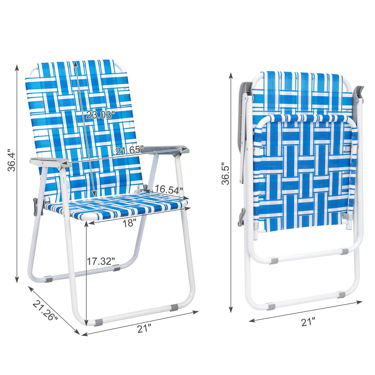 Blue Set of 2 Webbed Folding Patio Chairs B8360
