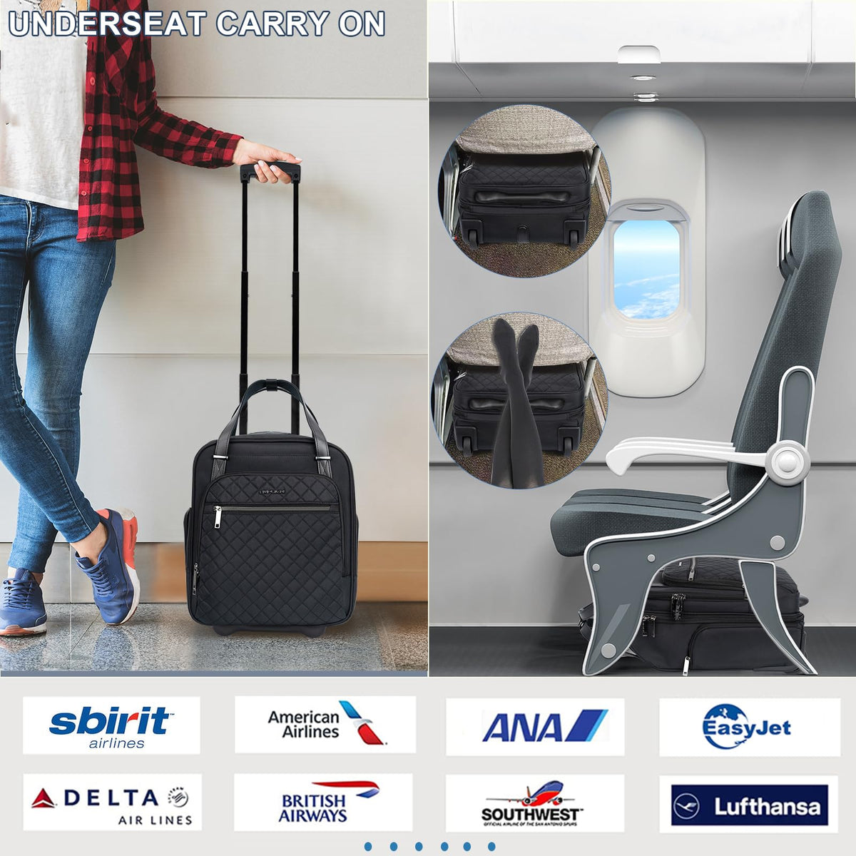 Black 16" Underseat Wheeled Bag P896547