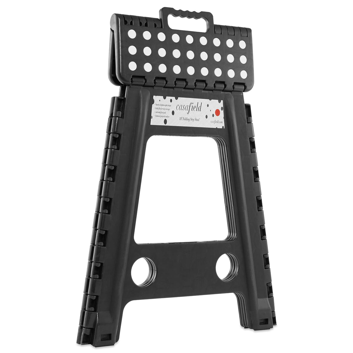 Black Set of 2 Folding Plastic Step Stool with Handle W304096