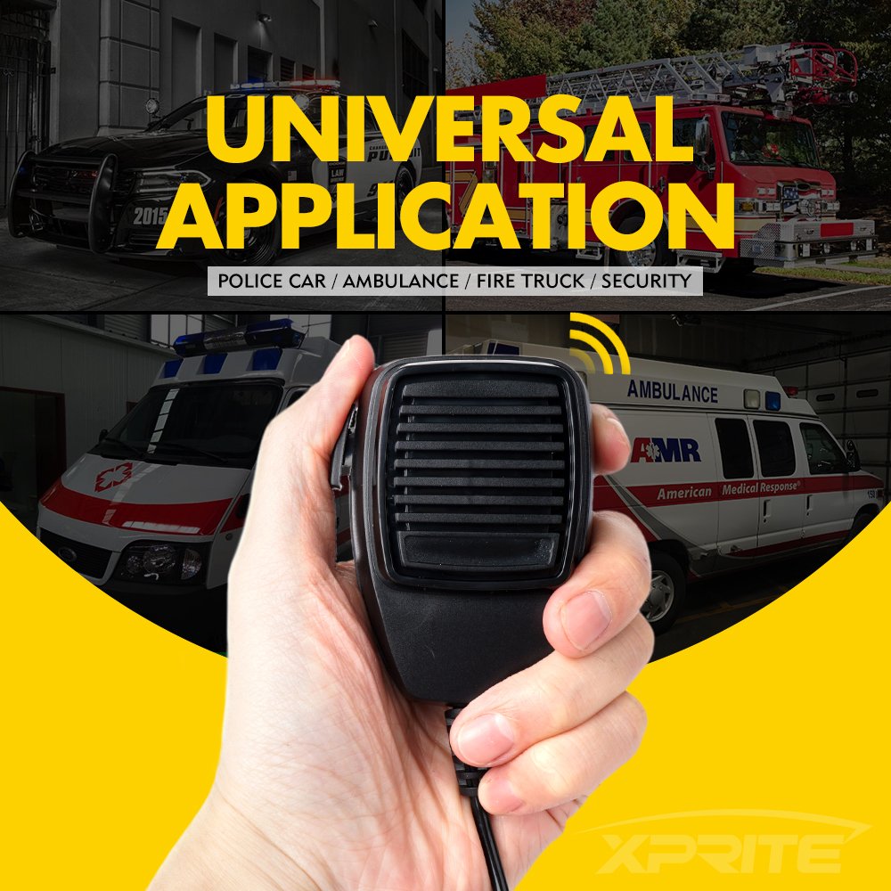 12V 100W 7 Tone Warning Speaker Siren Set with Microphone V433