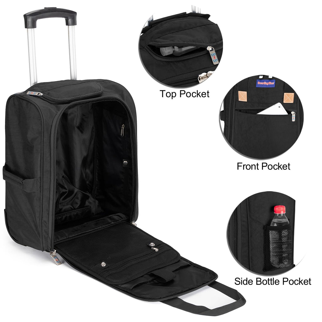 17x13x8 Inches Rolling Underseat Travel Bag Black Z63267