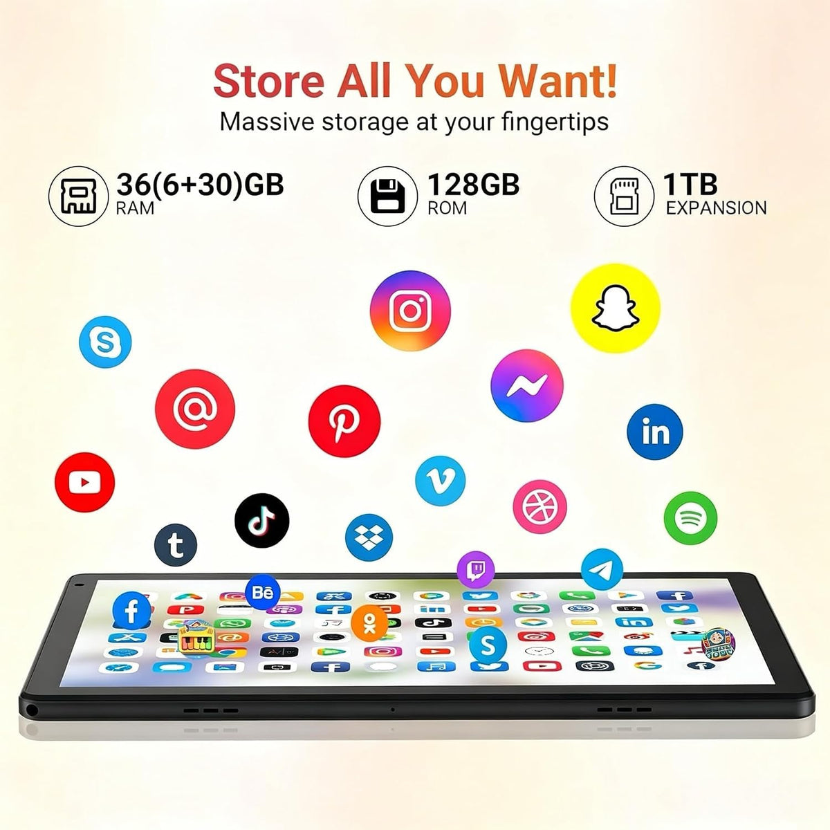 10.1" Android 16 Tablet Octa-core 36GB+128GB Dual Camera E324