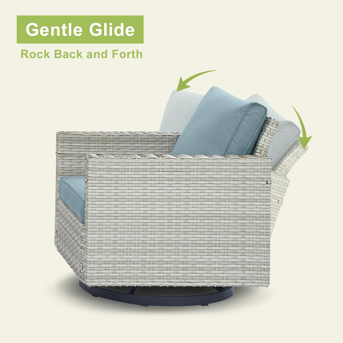 7 Piece Wicker Patio Conversation Set with Swivel Rocker Chairs and Ottoman L554