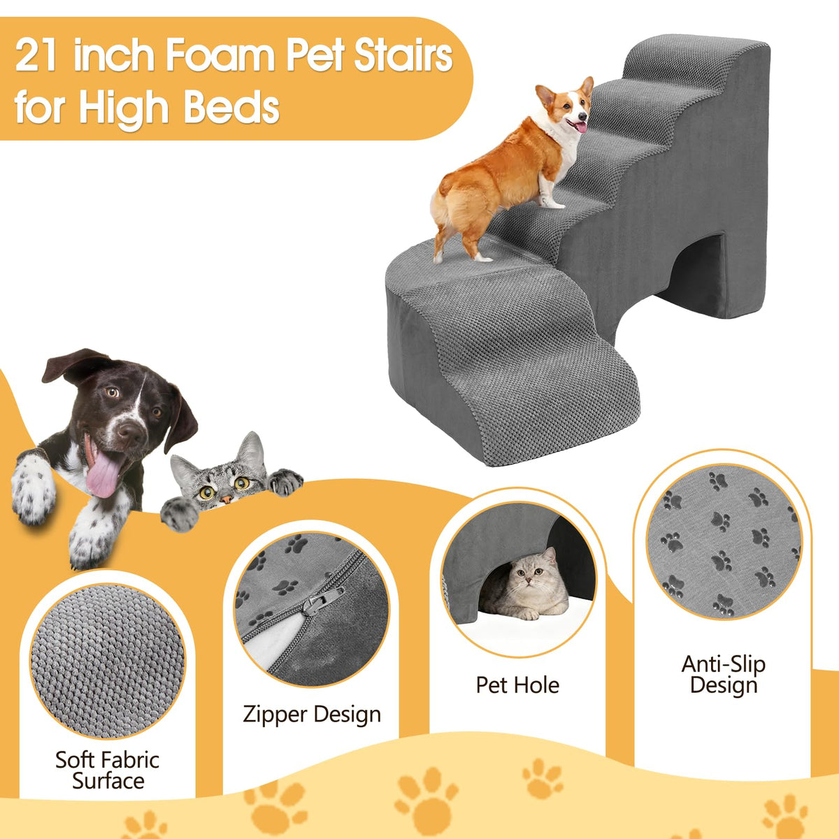 L Shaped 6 Steps Dog Stairs H881