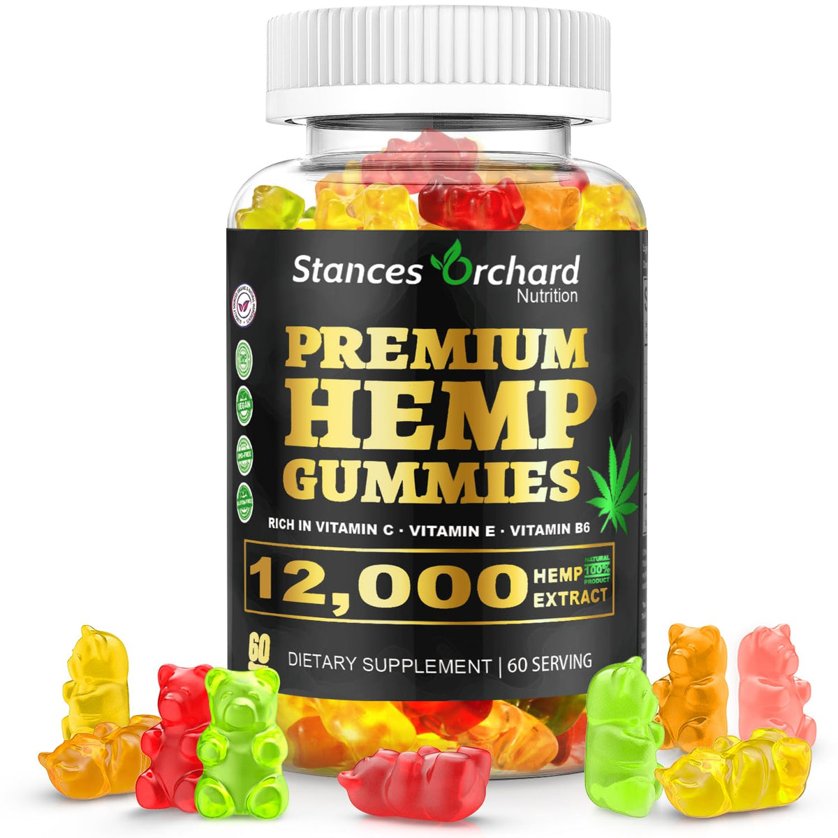 Sugar Free Vegan Hemp Gummies 60 Count I63072