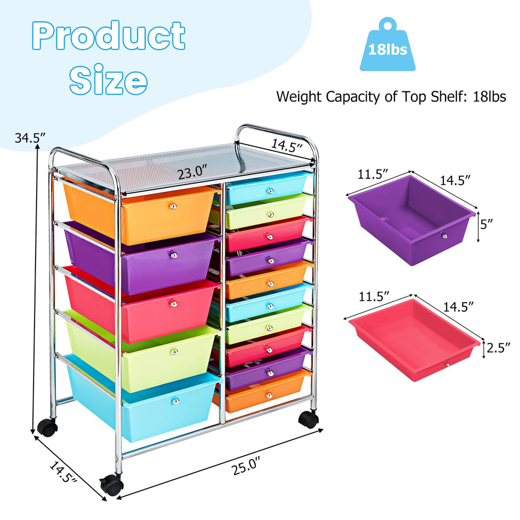 15 Drawer Rolling Storage Cart W57844