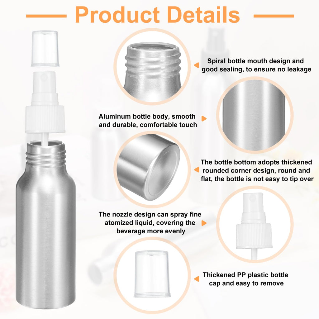 5 Pc 80 ml Aluminum Fine Mist Spray Bottles S594