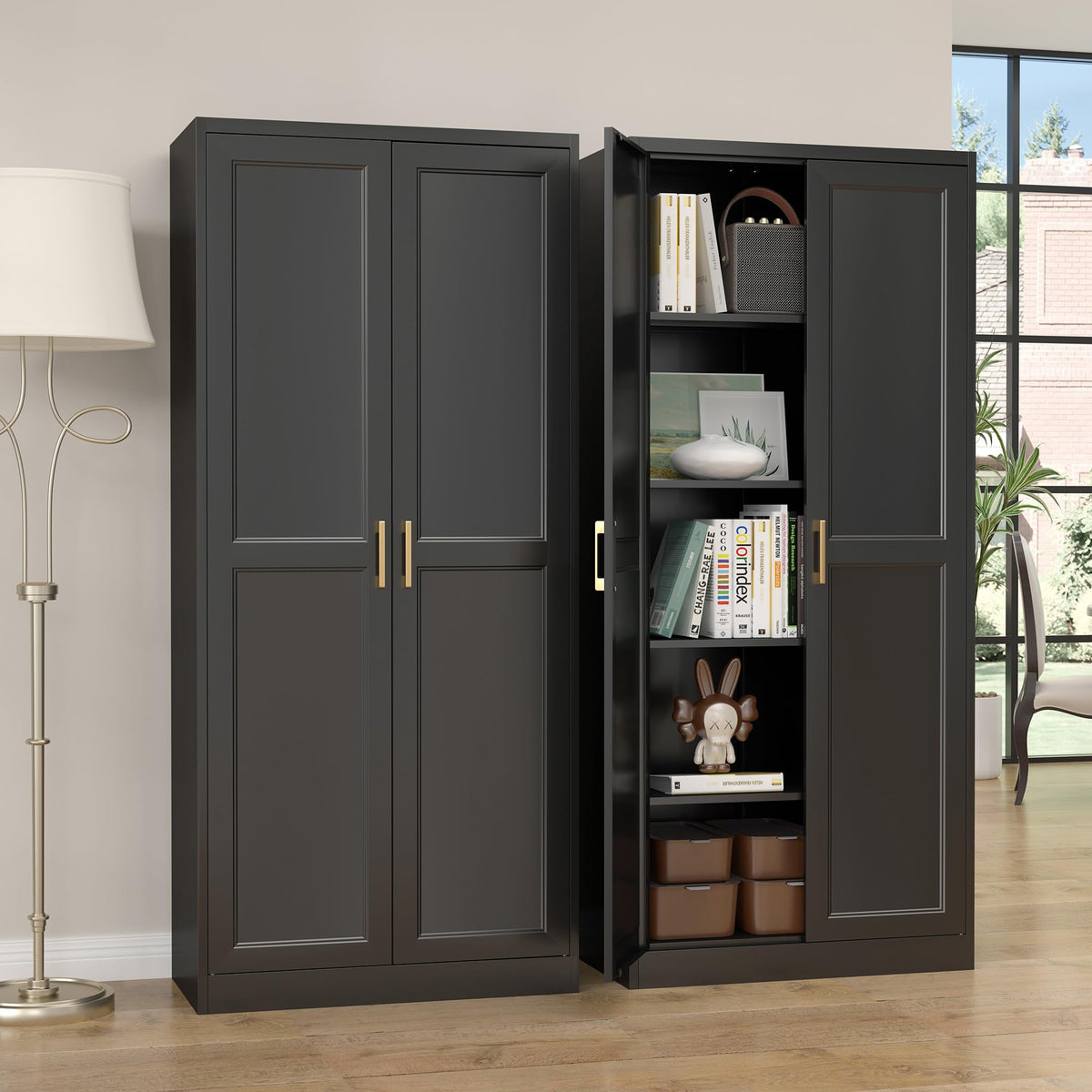 71" Metal Pantry Storage Cabinet with Doors & 4 Adjustable Shelves C29590