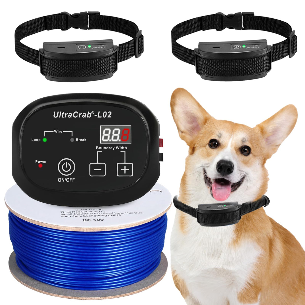 In-Ground Electric Dog Fence System with 2 Collars X2045
