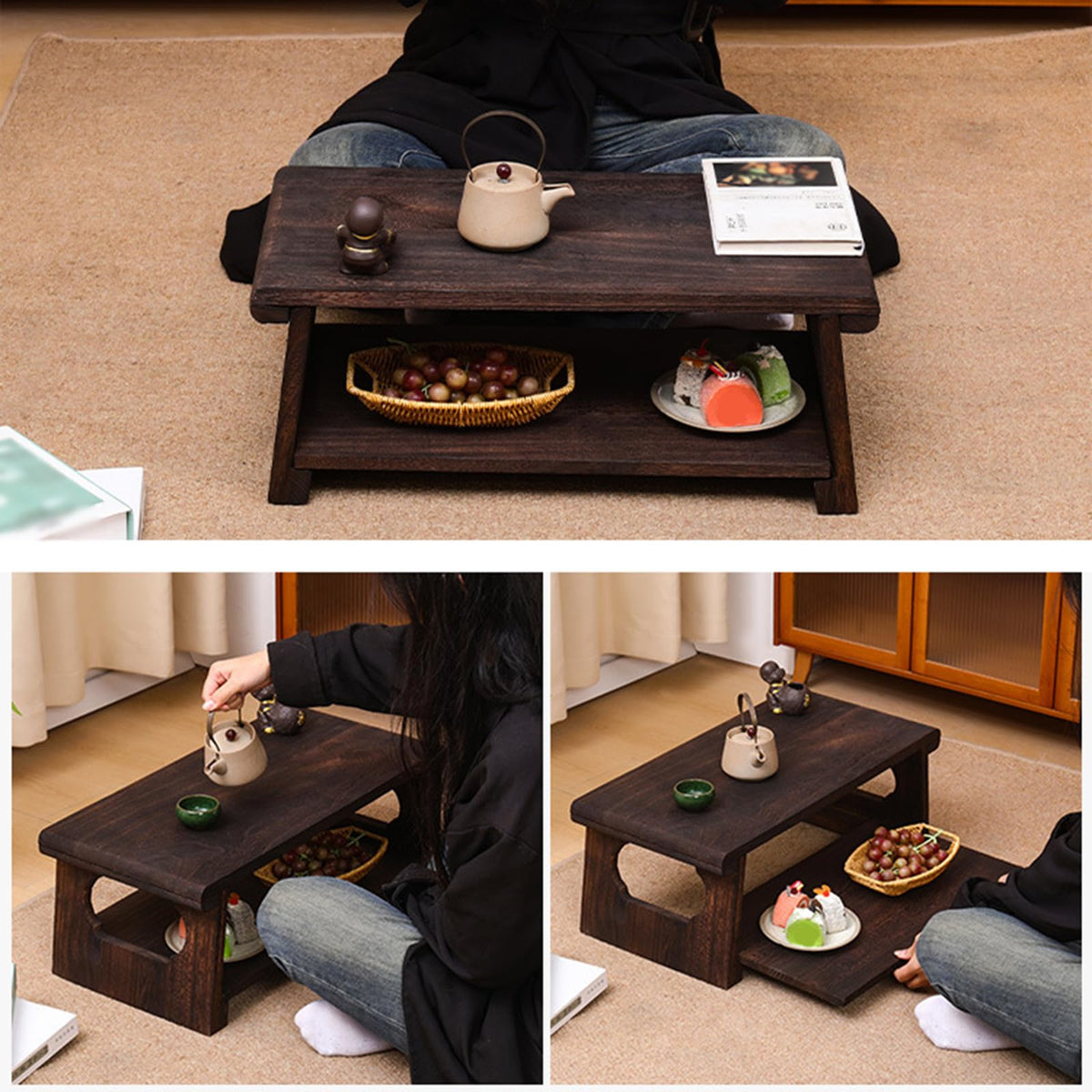 Foldable Japanese Low Floor Table 60x30x22cm X4283