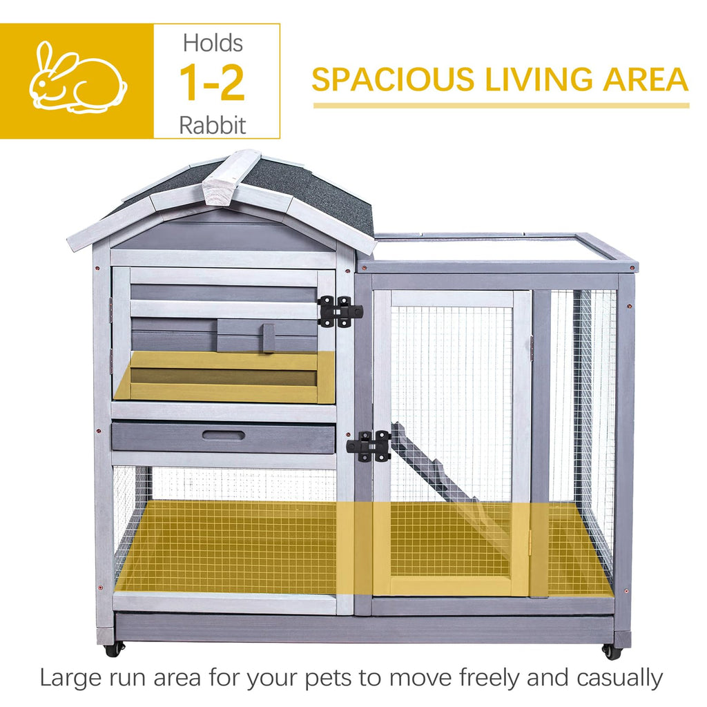 Wooden Rabbit Hutch with Waterproof Roof S7197