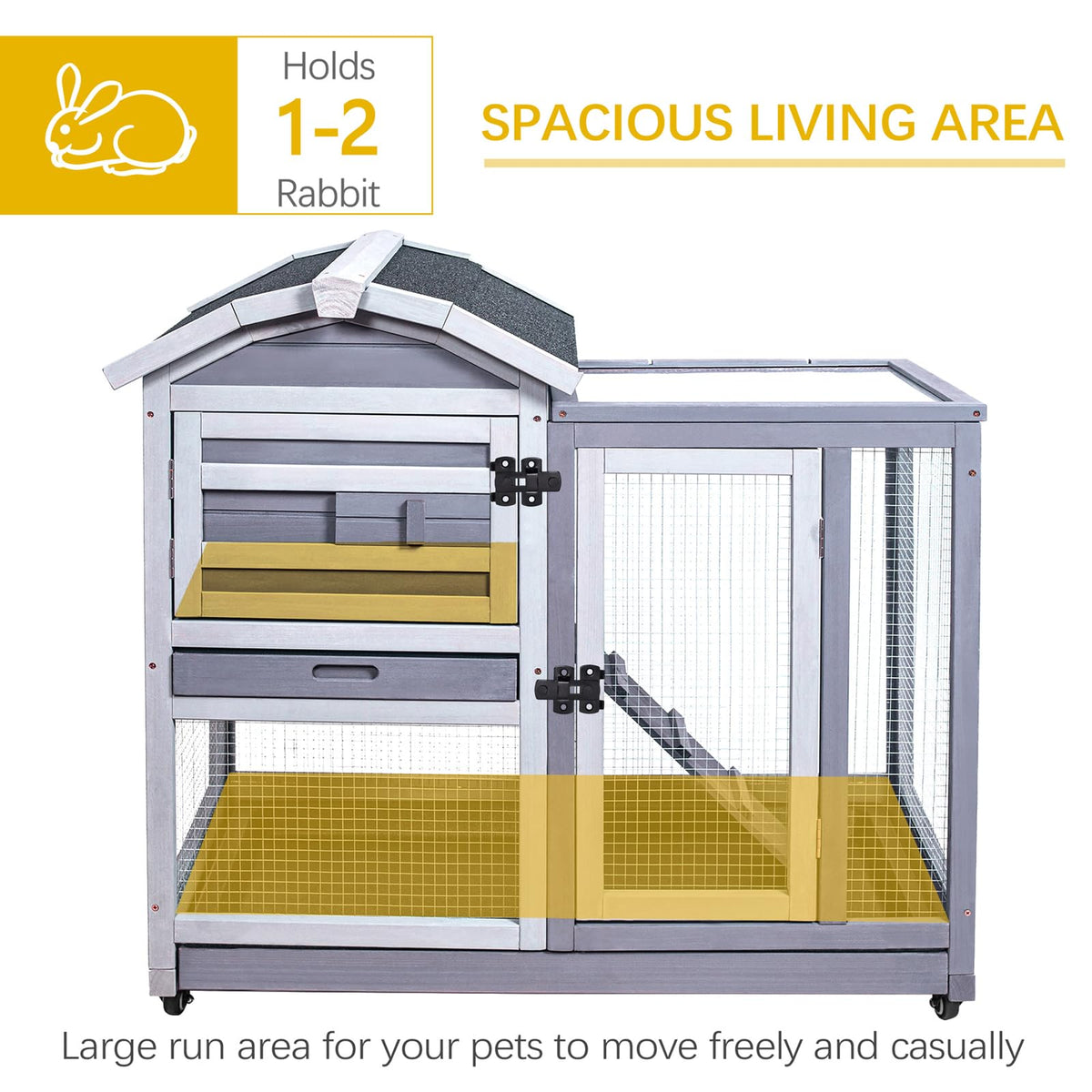 Wooden Rabbit Hutch with Waterproof Roof S7197