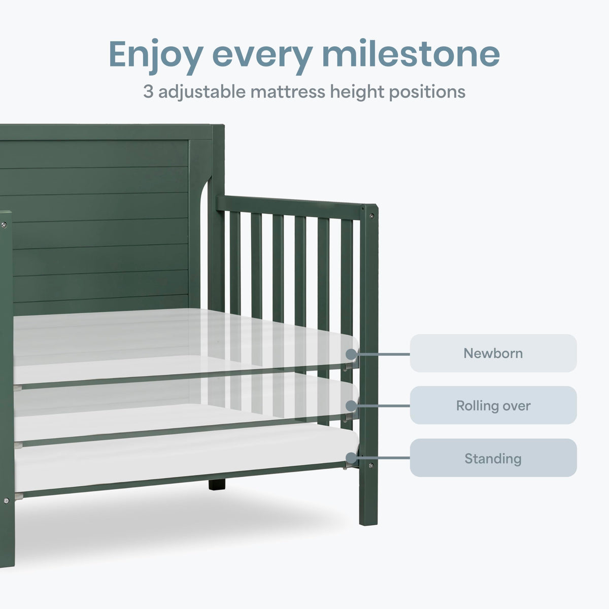 4-in-1 Convertible Mini Baby Crib with Mattress Pad H9983