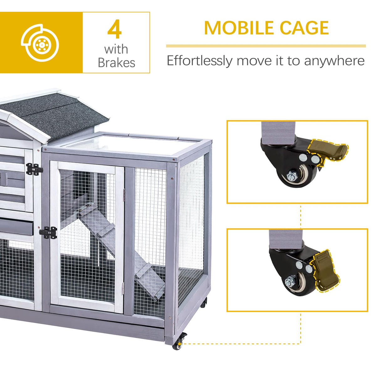 Wooden Rabbit Hutch with Waterproof Roof S7197