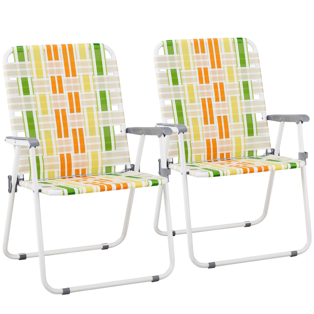 Set of 2 Yellow & Green Folding Patio Chairs Y770
