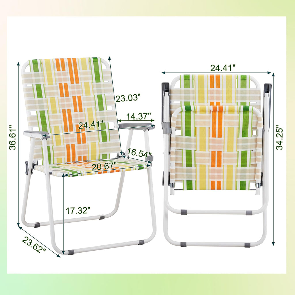 Set of 2 Yellow & Green Folding Patio Chairs Y770