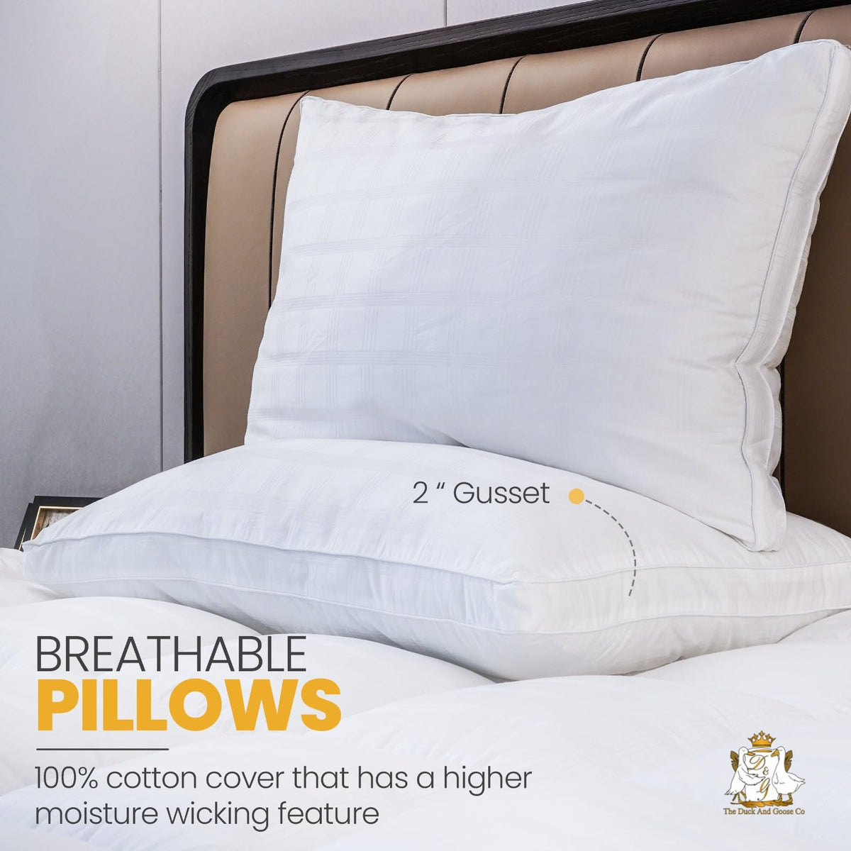 King Size Cotton Down Alternative Bed Pillows Set of 2 H977228