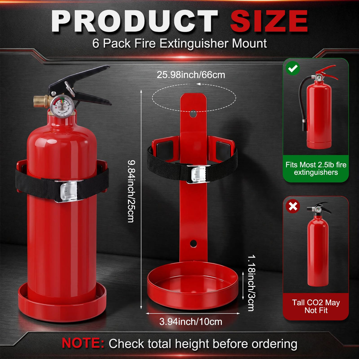 6 Pack 2.5 lb Fire Extinguisher Wall Mount Bracket T749100
