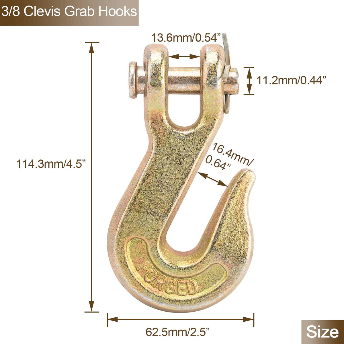3/8" Grade 70 Clevis Grab Hook 10 Pack E48744