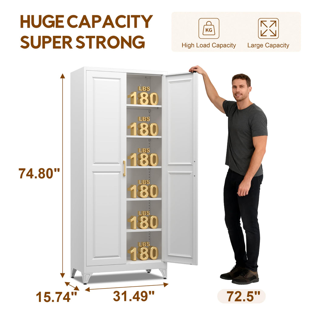 75" Metal Kitchen Pantry Cabinet with Doors L248