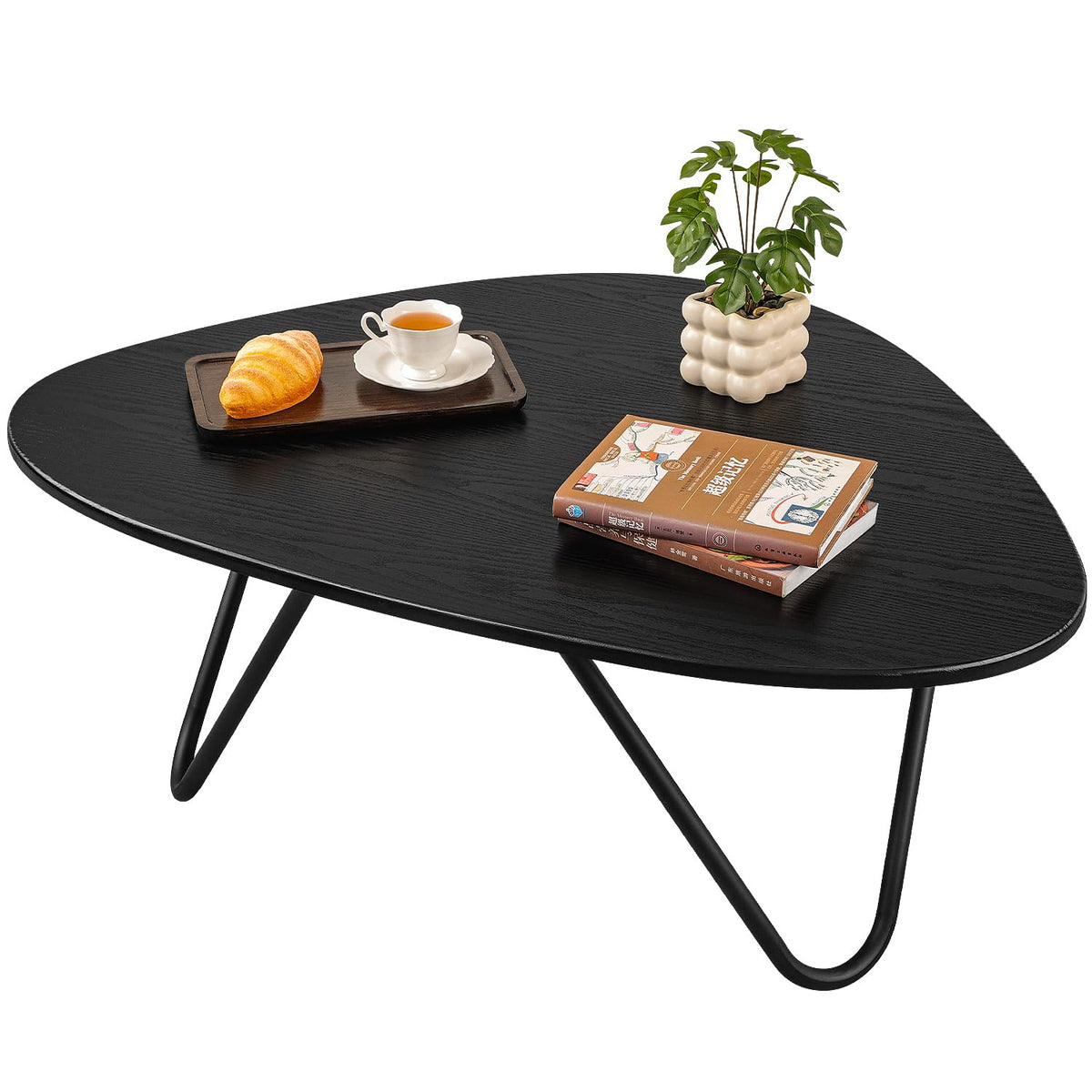 Black Wood Coffee Table with Metal Base K4847