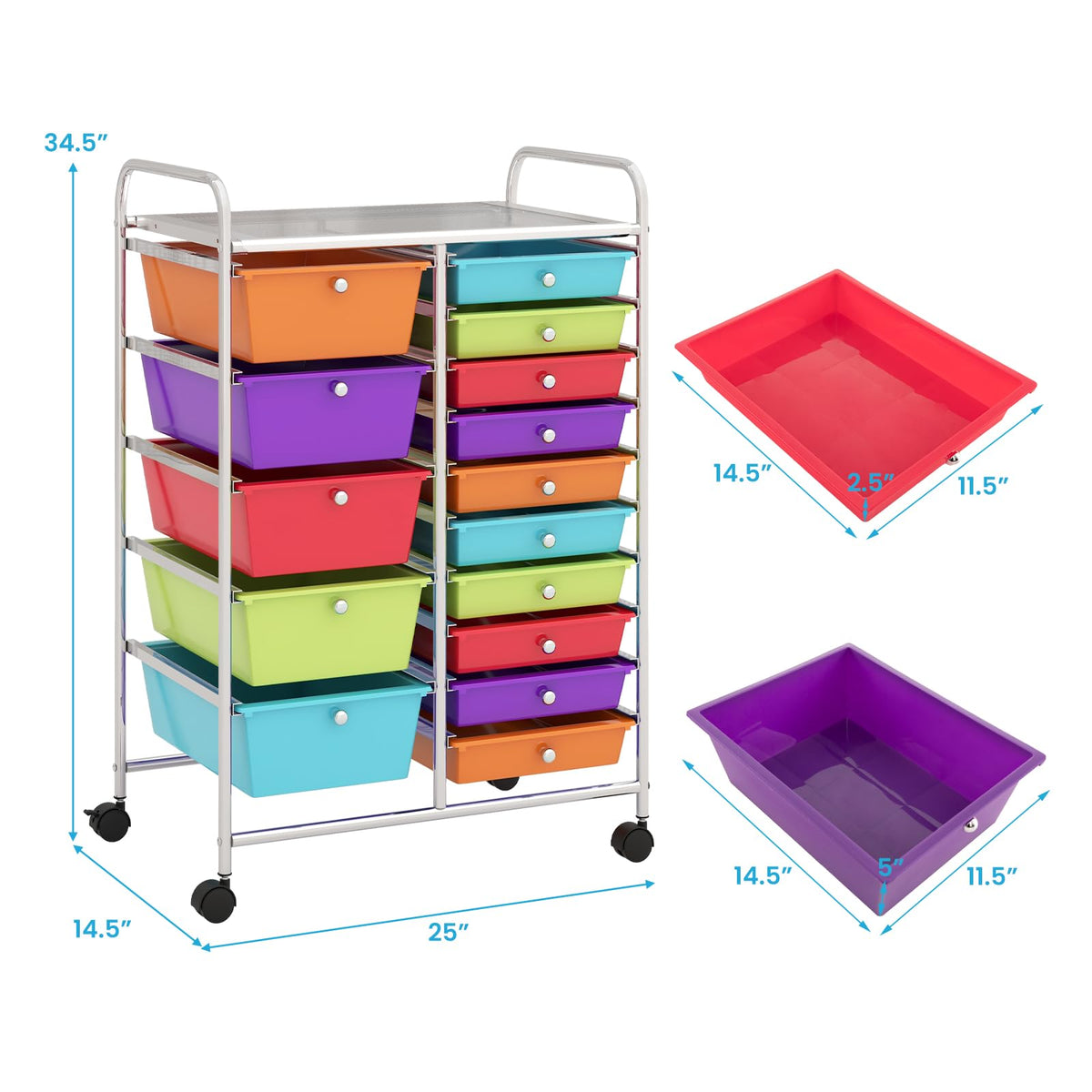 15 Drawer Rolling Storage Cart Q22418