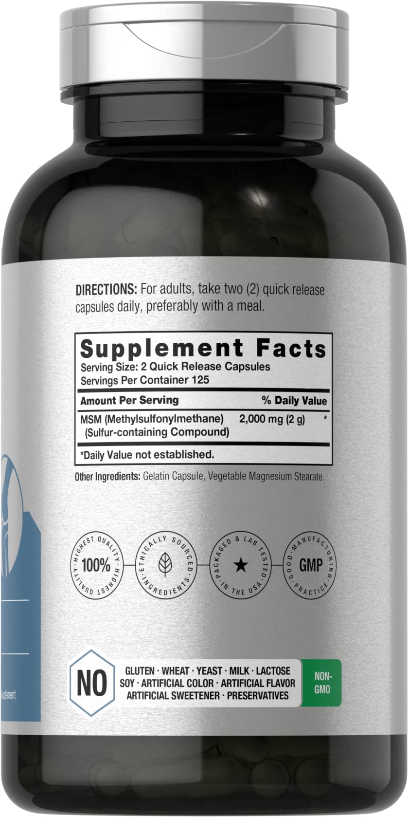 MSM Methylsulfonylmethane 2000mg 250 Capsules W9323