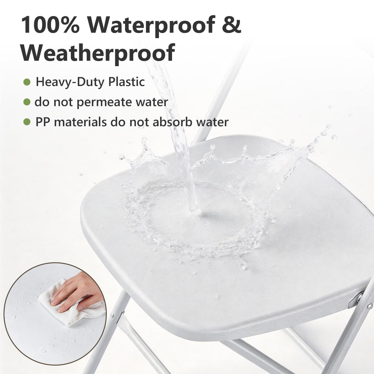 White 10 Pack Plastic Folding Chairs with Metal Frame V4982
