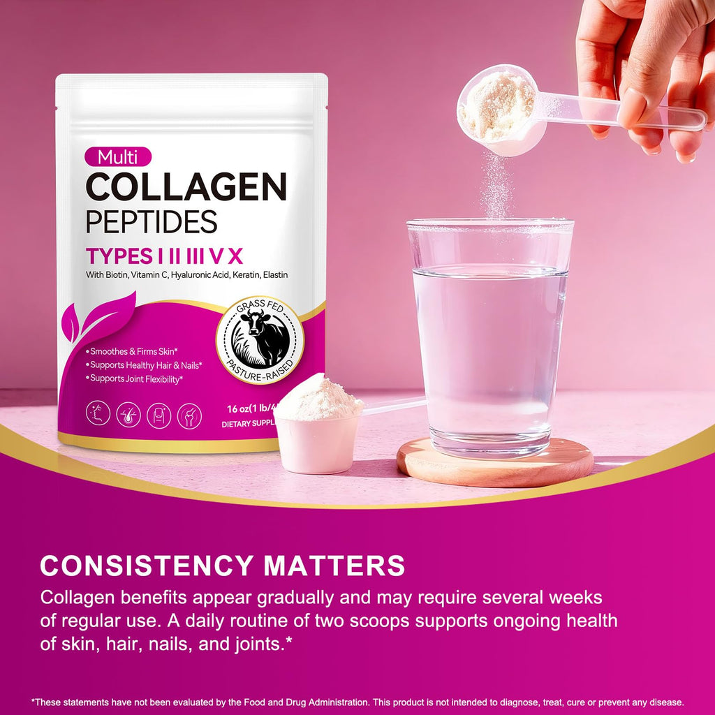 Multi Collagen Peptides Powder Types I II III V X Grass Fed Hydrolyzed H435803