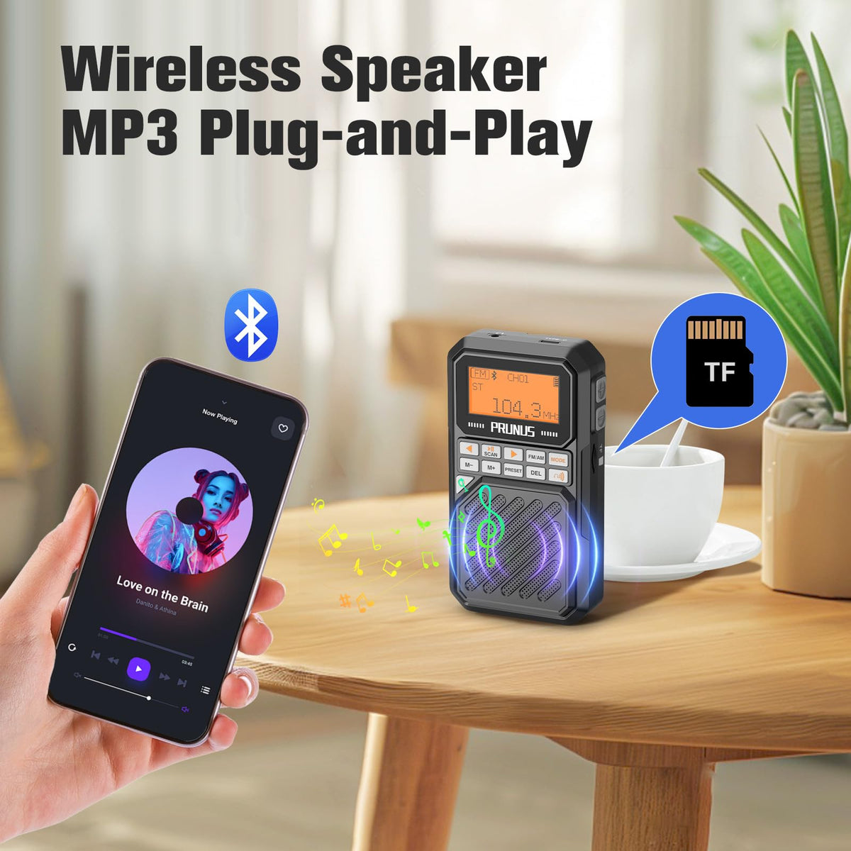 Portable AM FM Radio with Bluetooth V8452