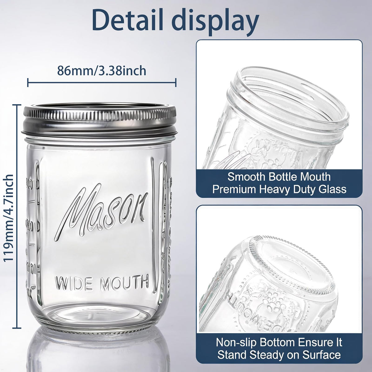 6-Pack 16 oz Wide Mouth Glass Mason Jars with Lids H82196