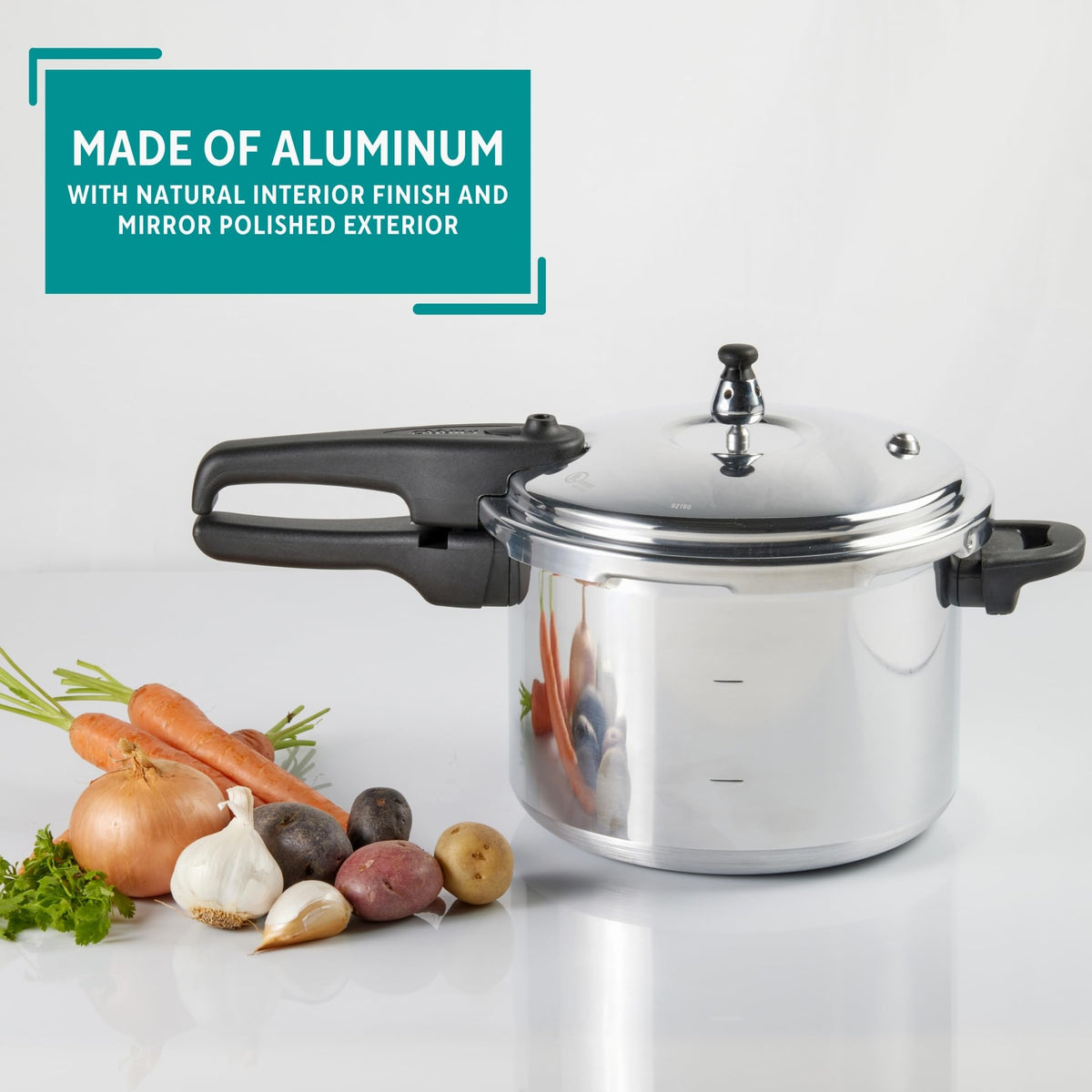 Polished Aluminum 8-Quart Pressure Cooker B6671