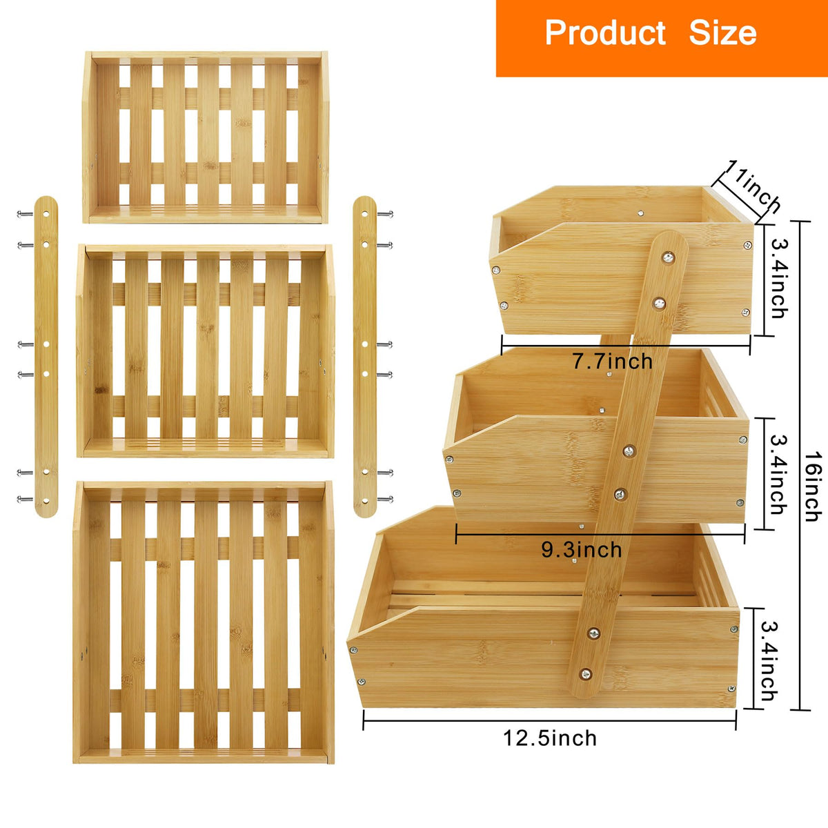 3 Tier Bamboo Fruit Basket T1455