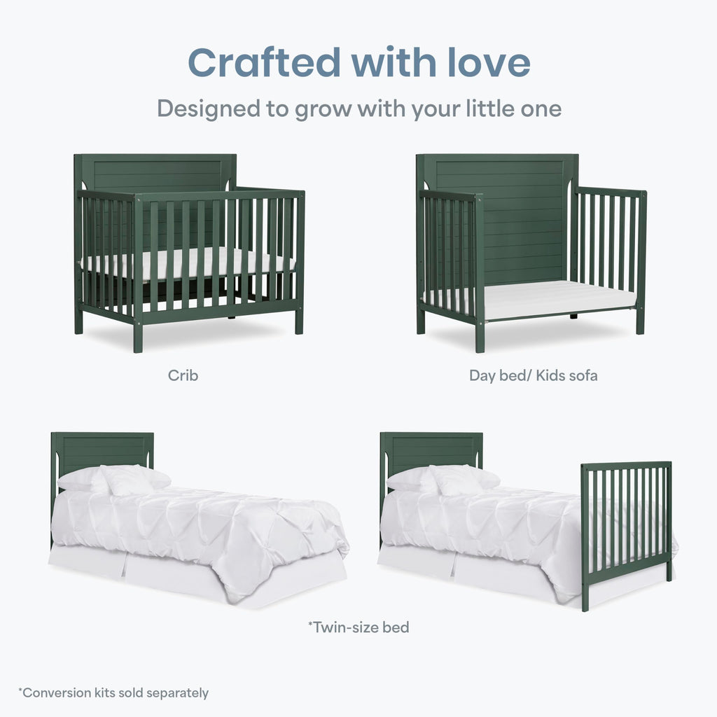 4-in-1 Convertible Mini Baby Crib with Mattress Pad H9983