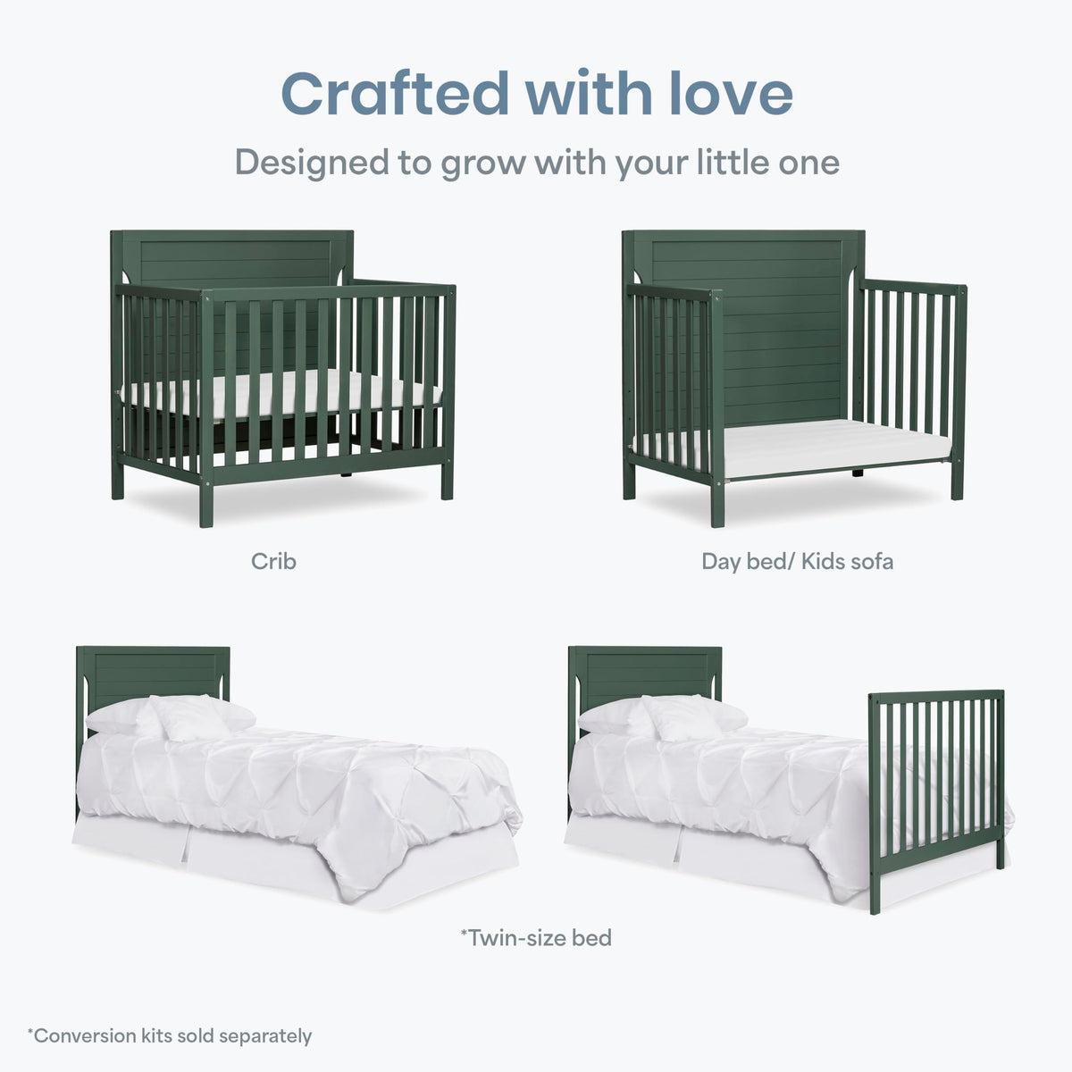 4-in-1 Convertible Mini Baby Crib with Mattress Pad H9983