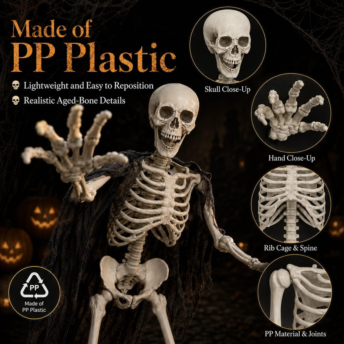 5.4 ft Full Body Plastic Skeleton Prop Q3214