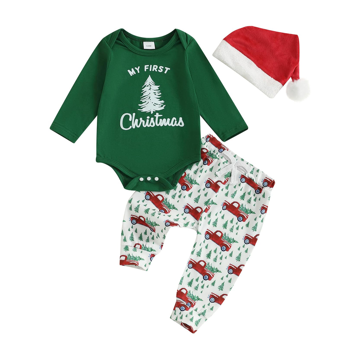 Christmas Baby Boy Outfit Newborn Romper Pant Headband Y2709
