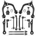 Upper and Lower Control Arms Suspension Kit with Ball Joints Tie Rod End 14pcs Q7504